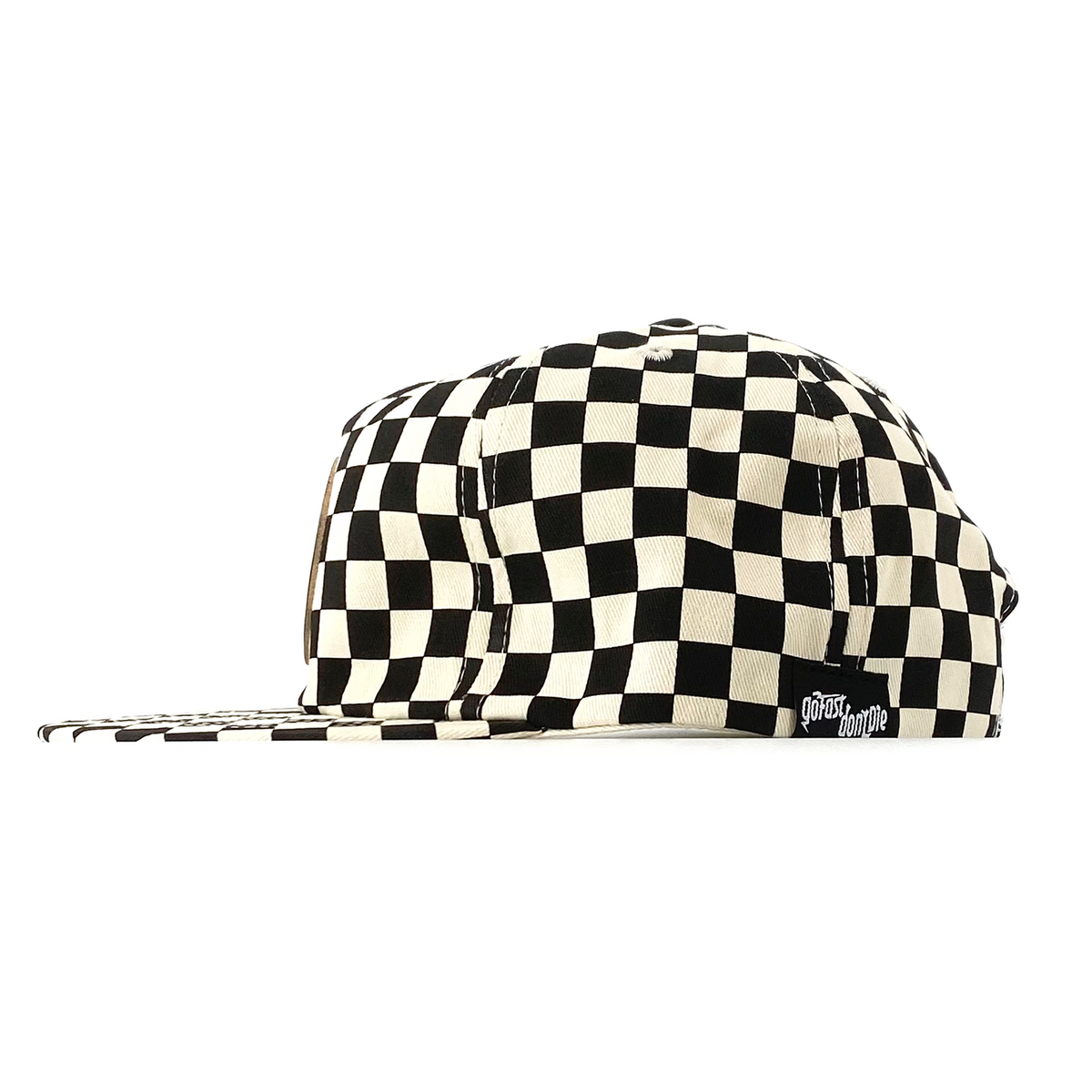 Smile More Checkerboard Hat Go Fast Don t Die