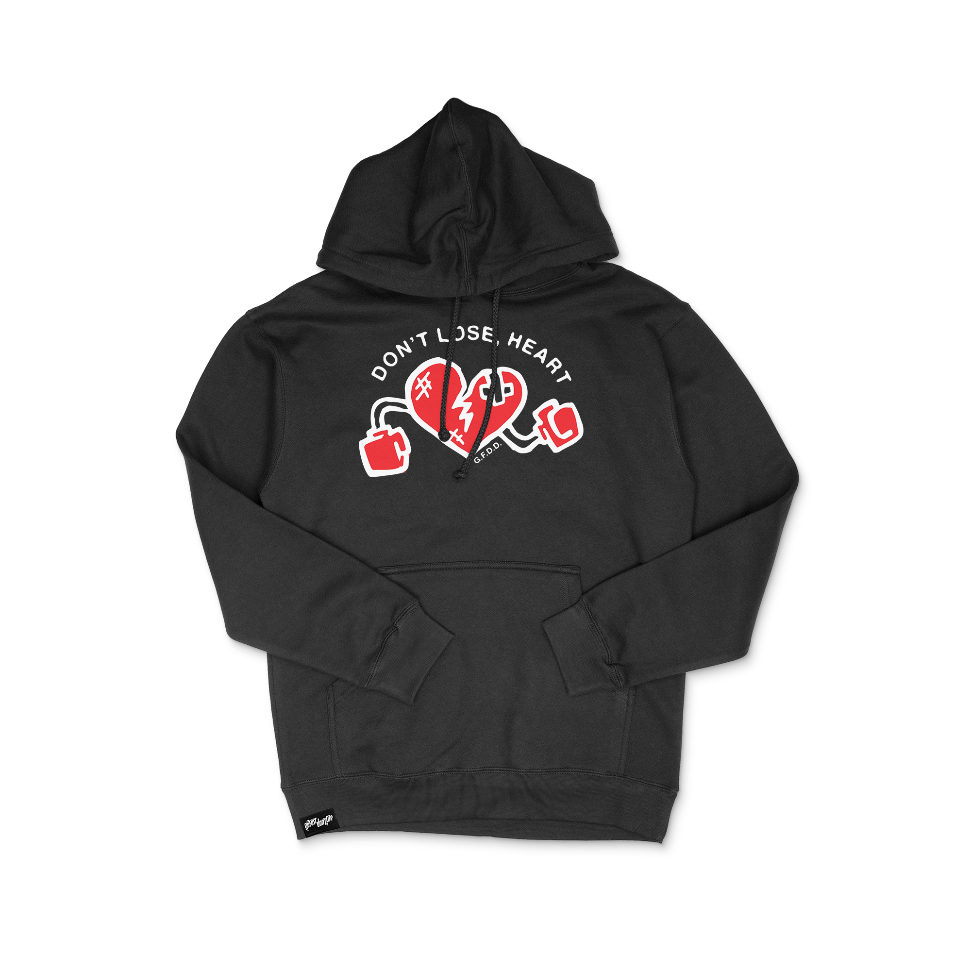 Don't Lose, Heart Hoodie Black – Go Fast Don't Die
